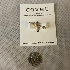 Covet 14k Plated Wavy Pave Ring Size 9